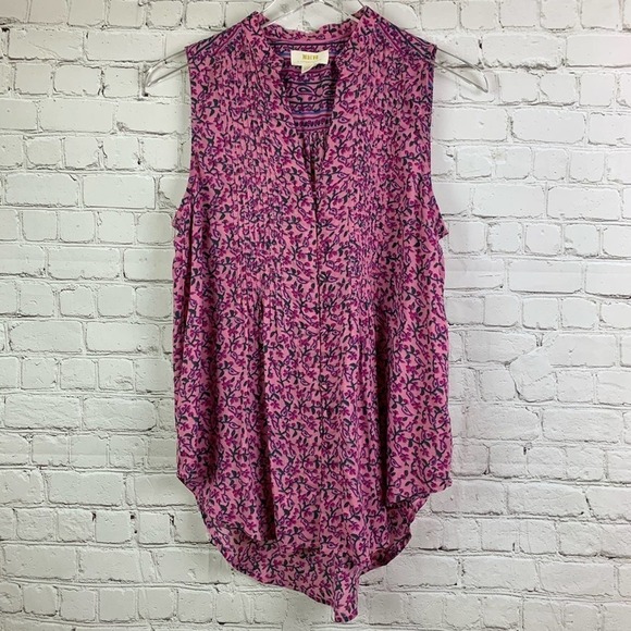Anthropologie Tops - Anthropologie Maeve Pink Floral Sleeveless Top XS